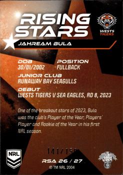 2024 NRL Traders Titanium - Rising Stars Album Cards #RSA26 Jahream Bula Back